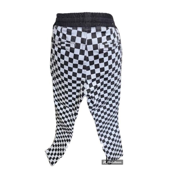 Forever 21 Mens Checkered Jeans Size Medium Black/White Pullon Drawstring Close - Picture 4 of 7
